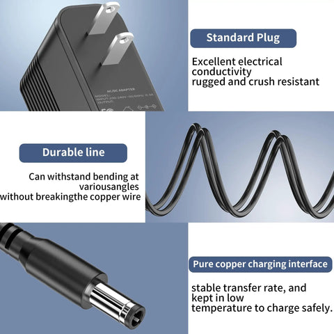 Heavy Duty 21V Drill Battery Charger For Both Cordless Tools Straight Up Reliable AC DC Adapter with standard plug and durable wire.
