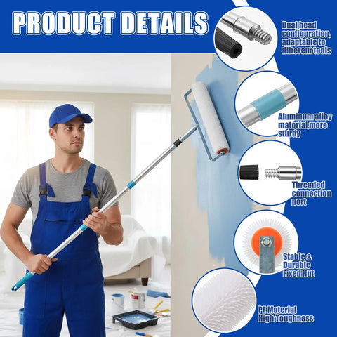 Man using Three Piece Spiked Roller Set Pro Grade For Self Leveling And Epoxy Floors Includes 6 Inch 9 Inch And 20 Inch Heads Removable