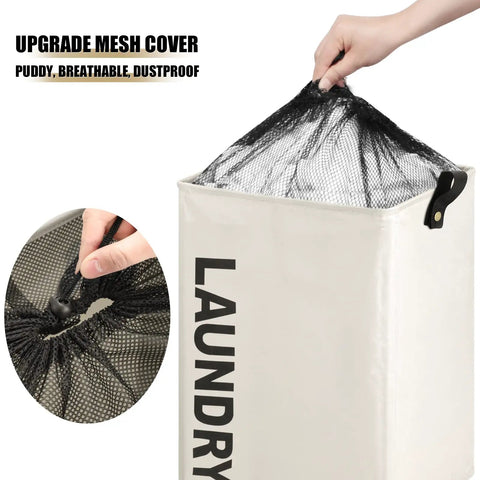 Large 22 Inch Laundry Basket On Wheels Collapsible Rolling Hamper Foldable Clothes Organizer Folding Washing Bin Beige With Brakes Easy To Move For Home Dorm Apartment Your Go To Laundry Day Must Have with mesh cover being adjusted