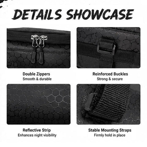 Details of Ride Ready Waterproof Bike Handlebar Bag For Trek Allant Plus 8 Allant 7.4 And Alpha 2.3 with double zippers and buckles.