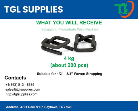 Heavy Duty Phosphate Strapping Buckle Set For Three Quarter Inch Woven Cord Strapping Tape Anti Slip Coating 200 Pack