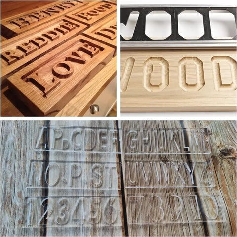 Uppercase Letter And Number Router Templates For Woodworking One Quarter Inch Thick Clear Acrylic Inlay Set for DIY.