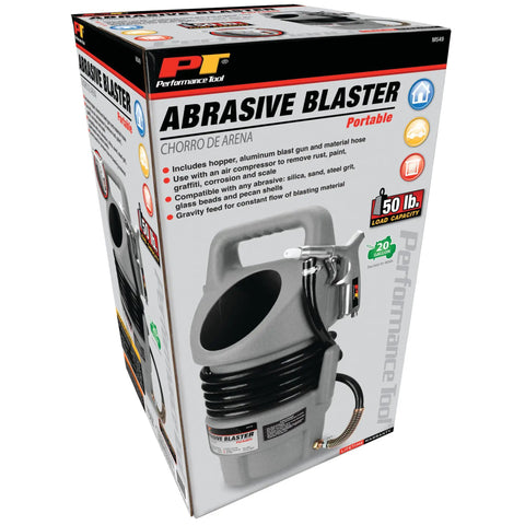 Box of Portable Abrasive Blaster Kit For Get Rust Gone Fast And Paint Graffiti Clean Up With Gravity Feed And Air Compressor.