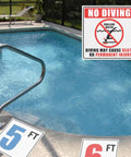 6x6 Inch Pool Depth Marker Stickers No Diving Warning Signs For Shallow Water 3ft 4ft 5ft 6ft Non Slip Adhesive Pool Safety Decor Labels