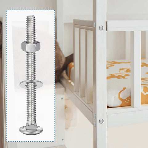 Stainless Steel Carriage Bolt Kit 50 Sets One Quarter Twenty Thread Three Inch Round Head Square Neck Bolts With 50 Hex Nuts And 50
