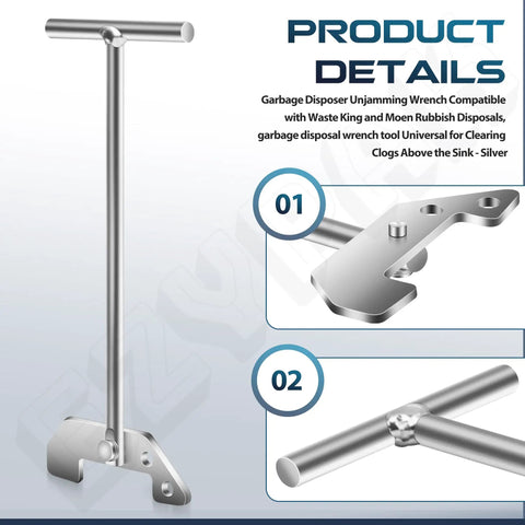 Garbage Disposal Unjamming Wrench Tool Universal Compatibility With Moen InSinkErator And Waste King Disposals Above The Sink