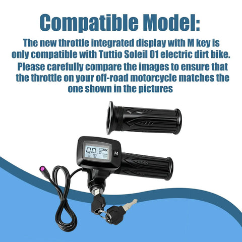 48V Throttle Integrated Display With M Key Replacement For Soleil 01 Electric Dirt Bike, 1 Pair, digital gauge close-up