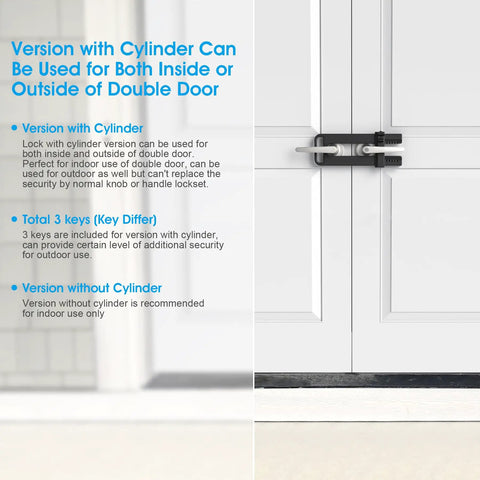 Tough As Nails Double Door Security Lockout For French Doors Kickproof Reinforcement Shield, matte black knob handle on double door.