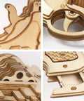 3D Wooden Puzzle Revolver Model Kit With Rubber Band Mechanism Dope Build Kit For Adults And Teens close-up unfinished wood parts
