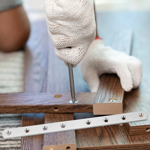 Straight Flat Brackets Set Of Four Stainless Steel Joining Plates for DIY furniture assembly on wooden frame