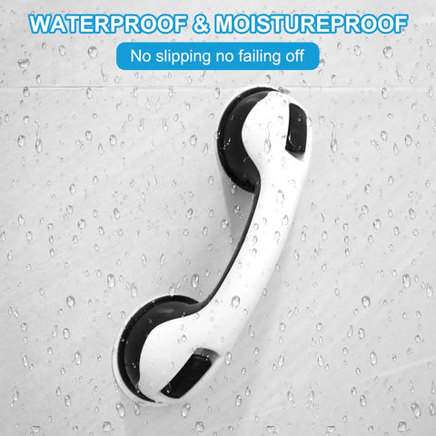 Waterproof Two Pack Senior Shower Grab Bars With Strong Suction Cups Non Slip Bath Handles For Elderly And Handicap 12 Inch