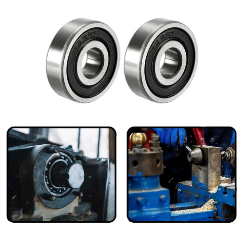 Two Pack 6200-2RS Deep Groove Ball Bearings 10x30x9mm in use, illustrating pre-lubricated, double-sealed design for high RPM applications.