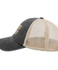 All Season Trucker Cap For Men And Women With Adjustable Buckle, side view with mesh back and curved brim