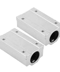 Top Notch Linear Motion Ball Slide For High Speed And Low Noise Bearing Block Made From Durable Aluminum Alloy Precision Rail For Smoother Machine Movement In Your Electronic Gear Setup Now! shown in silver, featuring two bearing blocks.