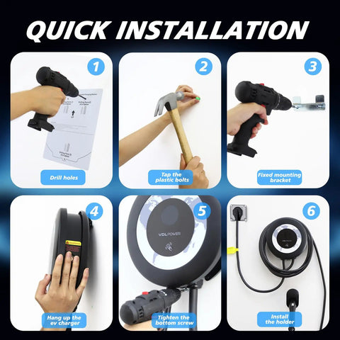 Quick installation guide for Level 2 EV Charger For Home Use, 11.5kW Fast 50A Charging Station With 27.3ft Cable, J1772 Wall Charger.
