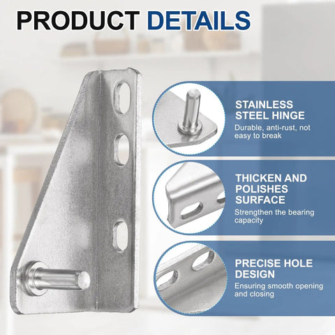 Stainless Steel Fridge Hinge Replacement With Left Shaft Zero Point Two Eight Inch Diameter And One Point Three Eight Inch Spacing Includes Screws And Bushings For Refrigerator Door Easy Install Durable Rust Resistant