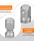 Harfington Super Shallow 6mm Metric Impact Socket With 1/4 Inch Drive And Long Hex Adapter Made Of Heavy Duty CR-V Steel For Tough Bolts, Nuts And Easy Access Tight Spots On Any Car Or Bike Project. 1/4 inch hex shank with detent ball