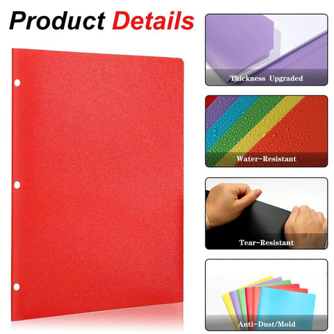 Six Pack 3 Hole Pocket Folders With Card Slots For 3 Ring Binders Colorful 2 Pocket Plastic File Folders with features