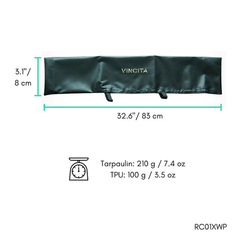 Waterproof Mountain Bike Handlebar Cover With Hook And Loop Strap Black XL Rainproof Bar Protector shown with dimensions