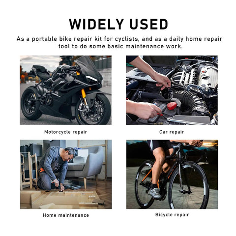 All In One Bike And Motorcycle Repair Tool Kit 16 In 1 Multi Tool With Hex Wrenches And Screwdrivers used for various repairs