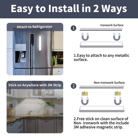 Installation guide for 3 Pack Under Cabinet Lights With Motion Sensor And 31 LED Magnetic Closet Lights Battery Operated Rechargeable Wireless Under Counter Lighting For Kitchen Black