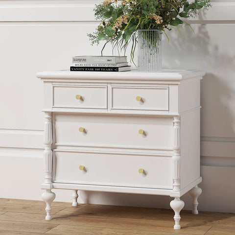 White dresser with five-pack gold knobs brushed brass round cabinet pulls for kitchen cabinets dope small drawer hardware easy install