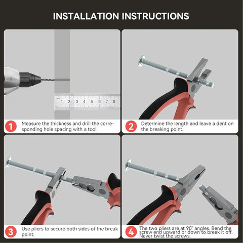 Installation instructions for Five Pack Round Cabinet Knobs In Brushed Nickel Satin Finish, showing step-by-step screw adjustment.