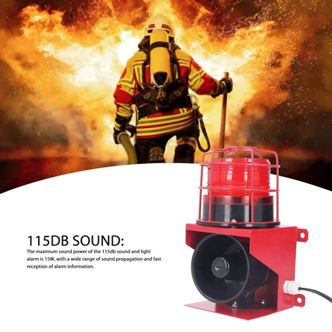 Hardhat Ready Job Site Beast With 115 Decibel Loud Horn And IP65 Waterproof LED Strobe Light For Mine Quarry Construction Emergency Sound Visual Warning Alarm Beacon with red strobe and horn.