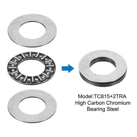 Eight Piece Thrust Needle Roller Bearings With Washers Set TC815 Plus 2TRA shown disassembled and assembled