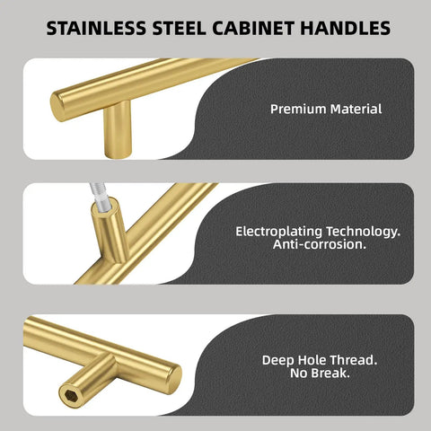 25 Pack 3 Inch Gold Cabinet Handles Brushed Brass Drawer Pulls For Kitchen Cabinets And Furniture Durable Stainless Steel