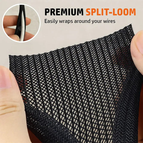 Braided Split Sleeve Wire Loom For High Temperature Automotive Harness And Home Cable Management Durable PET Polyester