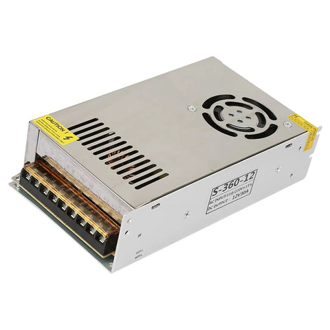 Durable 12V 30A LED Switching Power Supply Adapter With Aluminum Alloy Case Heavy Duty Power Driver For Industrial Equipment Home Appliances And Mechanical Instruments Efficient Dual Cooling, metal housing
