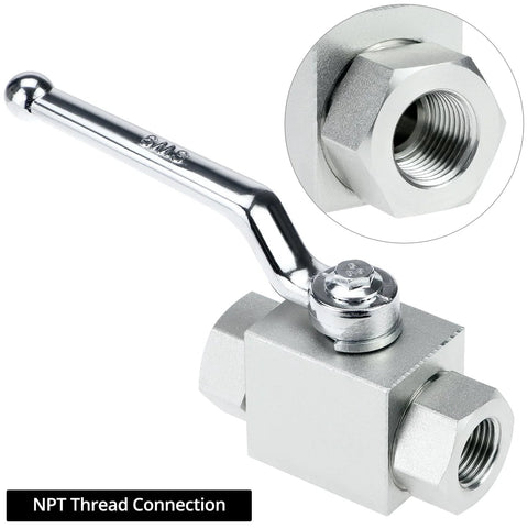 QWORK 1/2 in NPT hydraulic ball valve with chrome finish and lever handle; 2-way shut-off
