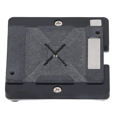 Close-up of Six In One BGA Reballing Stencil Kit With Stainless Steel Magnetic Jig showing metal jig components