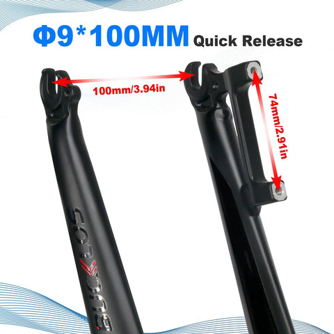Rigid Mountain Bike Fork For 26/27.5/29 Inch Wheels, 1 1/8 Inch Threadless Straight Steerer, 9x100mm QR detail view