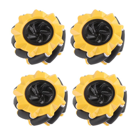 80mm Mecanum wheels for robot cars, yellow and black rubber