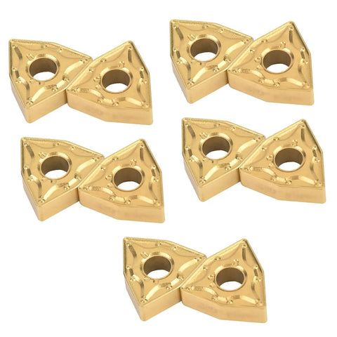 10 Pieces WNMG 432 And WNMG0804 CNC Carbide Inserts in gold tone, triangular shape, high density coated finish for lathe milling