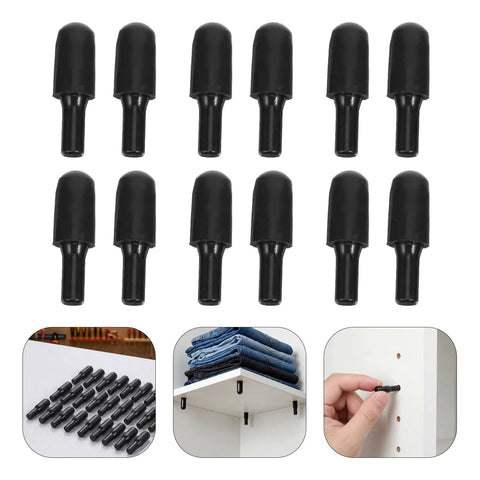 24 Pack Shelf Pins For Cabinets And Wardrobes, 1/4 Inch Carbon Steel Dowel Pins With Rubber Covers
