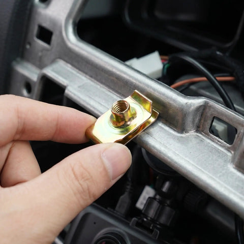 U Type Clip Nuts Set 80 Pcs Stainless Steel U Shaped Automotive Hardware Heavy Duty Universal Fit For Auto Interior Panel Repair Car Door Dashboard Secure Fit Smooth Finish Easy Install, gold clip nut on car bracket