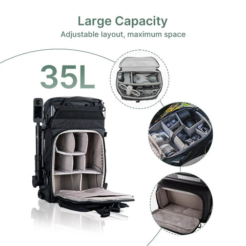 Lancer300 Combo With 300W Power Station, Modular Creator Backpack For Photography, Video And Outdoor Filmmaking, Green, 35L compartments