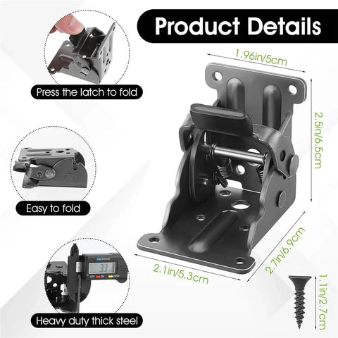Premium Stainless Steel Folding Table Leg Brackets With Quick Release Locking Hinge For Furniture Cabinet Support, detailed image showing dimensions and folding mechanism.