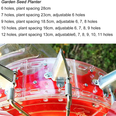 Clear seed storage box of Walk Behind Seed Planter For Corn And Soybeans With 9 Hole Roller And Fertilizer Applicator Easy Push