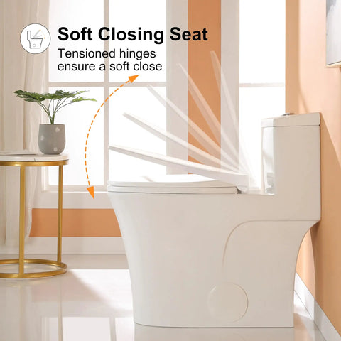 Compact One Piece Elongated Toilet With Dual Flush System And ADA Chair Height Tailored For Cozy Bathrooms Providing Smooth Operation And Quick Wipe Down Ease For Chill Daily Use And Smart Space Optimization soft closing seat with tensioned hinges.