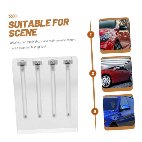 Transmission Oil Viscosity Testing Stand For Auto Maintenance Engine Oil Tester Acrylic Comparator Durable Tool For Precise Viscosity Readings Ideal For Auto Shops And DIY Garages, clear acrylic stand with four test tubes