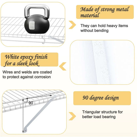 6 Piece 12 Inch Wire Shelf Brackets White Closet Support Hardware Total Game Changer With Straight Up Sturdy Triangle Frame.