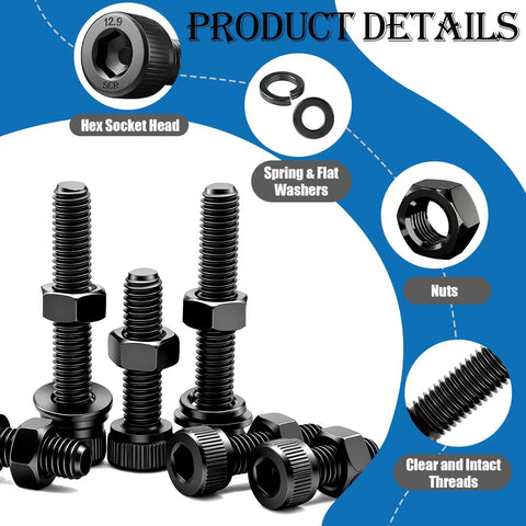 All In One 2000 Piece Metric Screw Kit With M2 Through M6 Machine Screws Hex Socket Head Cap Bolts Nuts And Washers