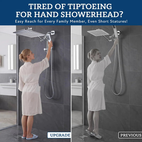 12 Inch All Metal Rain Shower Head With Handheld Spray In Chrome Finish Featuring 144 Wide Angle Nozzles For Solid Bathroom Upgrades That Let You Straight Up Kick Back And Chill Daily in use.
