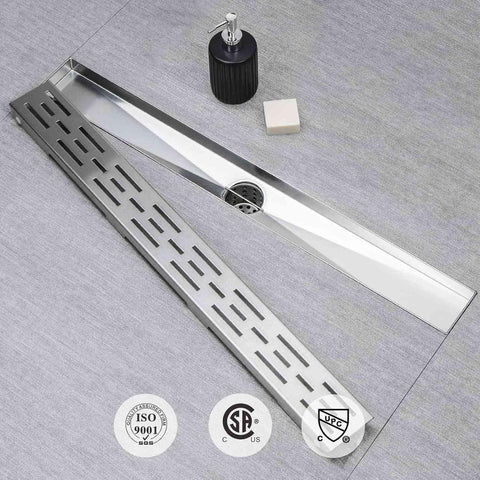 32 Inch High Flow Linear Shower Drain With Removable Grate Brushed 304 Stainless Steel Hair Strainer 2 Inch Outlet Adjustable Leveling Feet Easy Clean Built For Real Bathroom Boss Status