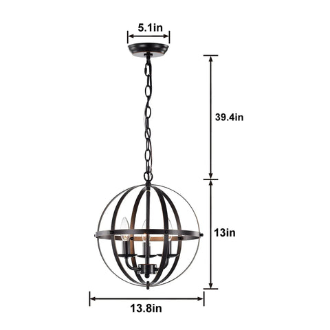 Oil Rubbed Bronze Orb Chandelier, Dope 3 Light Small Pendant For Dining Rooms, Sphere Light Fixture For Kitchen Island, Foyer, And Living Areas, Easy Assembly And Install, Modern Globe Ceiling Lighting with dimensions