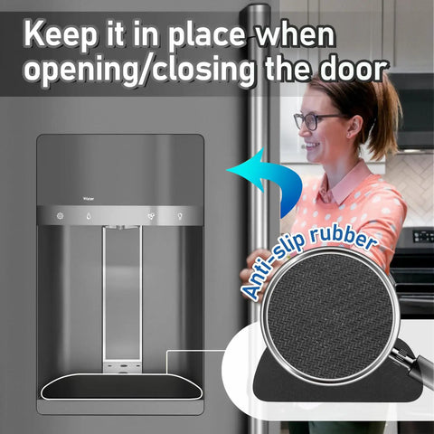 Refrigerator Drip Tray Catcher 2 Pack Cuttable Mats 8.3 By 3.1 Inch Keeps Fridge Neat And Spill Free Absorbent Pad close-up with anti-slip feature